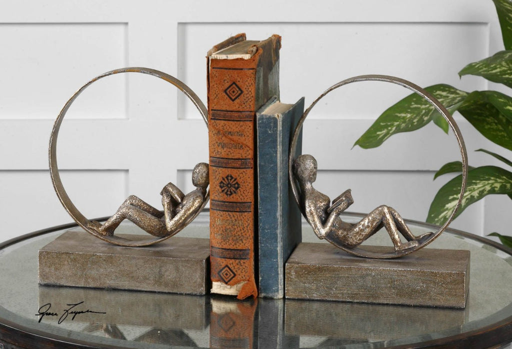 Uttermost Lounging Reader Antique Bookends Set/2 By Casagear Home