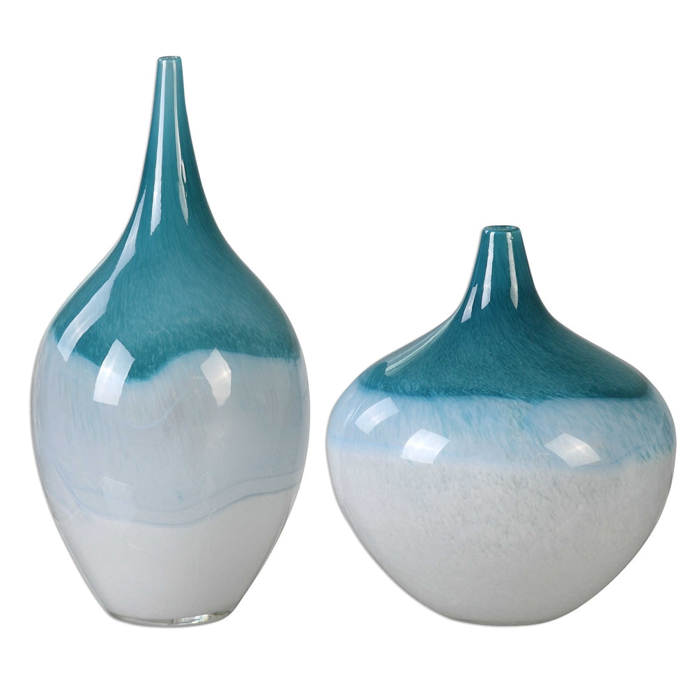 Uttermost Carla Teal White Vases, S/2 By Casagear Home