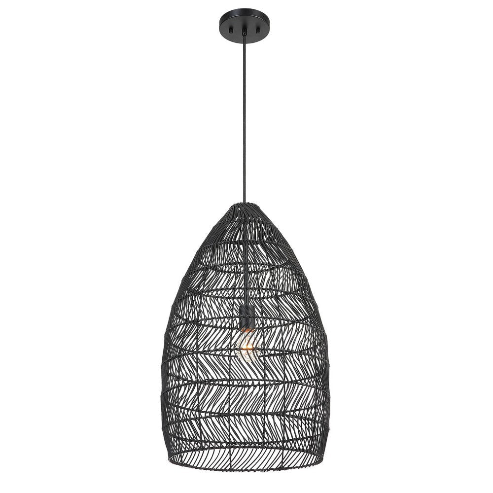 Uttermost Nandi 1 Light Woven Black Pendant By Casagear Home UT-21588