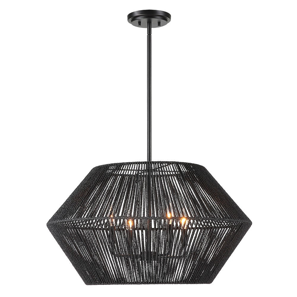 Uttermost Suva 4 Light Black Rope Pendant By Casagear Home UT-21589