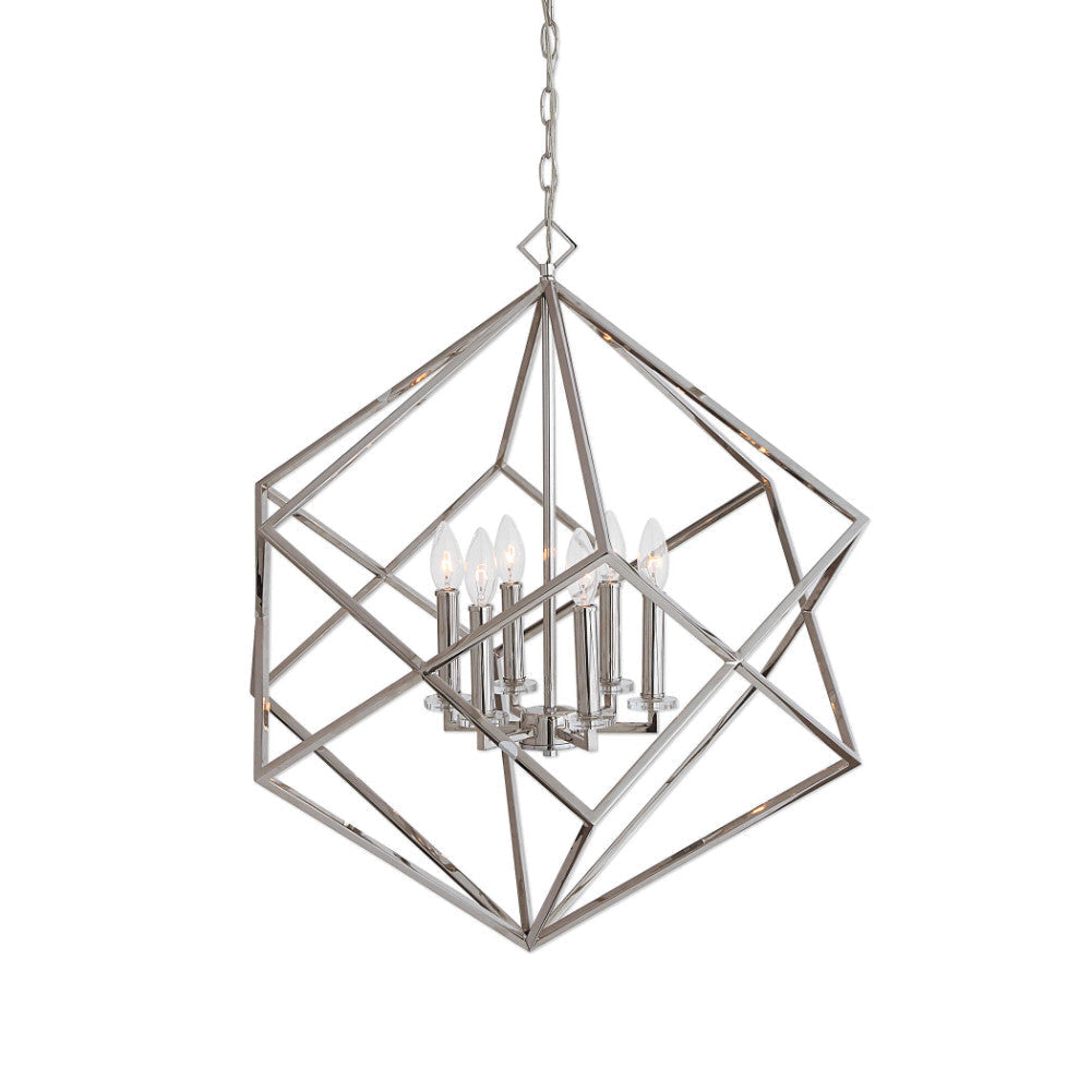 Uttermost Euclid 6 Light Nickel Cube Pendant By Casagear Home