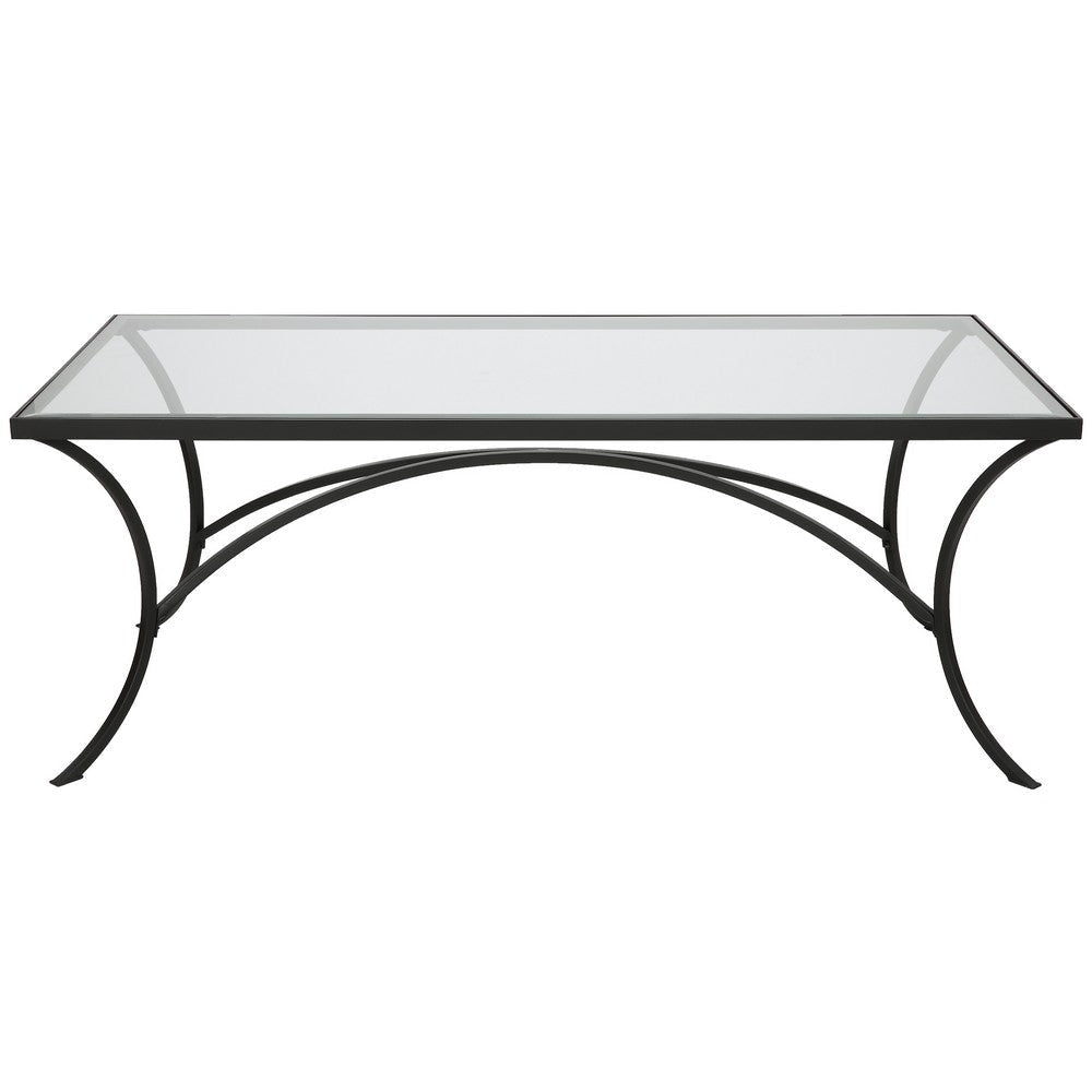 Uttermost Alayna Black Metal & Glass Coffee Table By Casagear Home