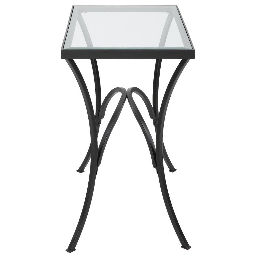 Uttermost Alayna Black Metal & Glass End Table By Casagear Home UT-22911