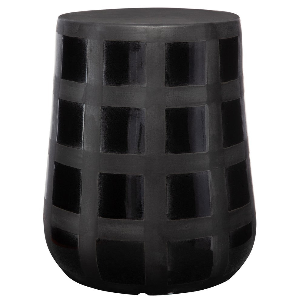 Uttermost Patchwork Gridded Black Garden Stool By Casagear Home UT-22987