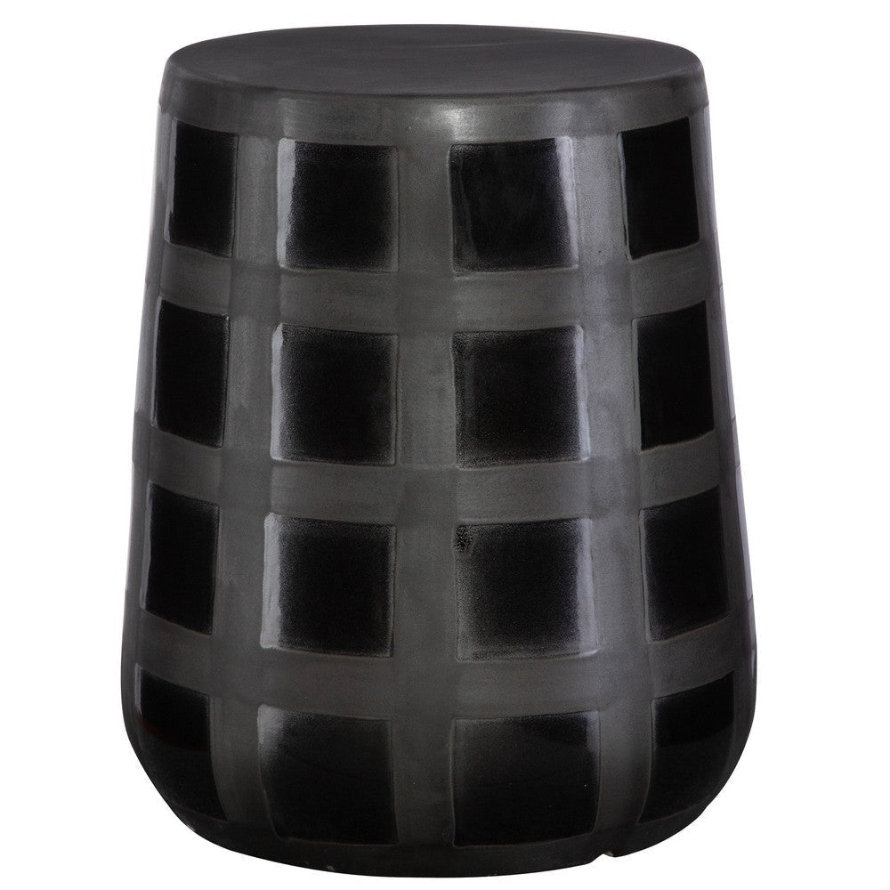 Uttermost Patchwork Gridded Black Garden Stool By Casagear Home