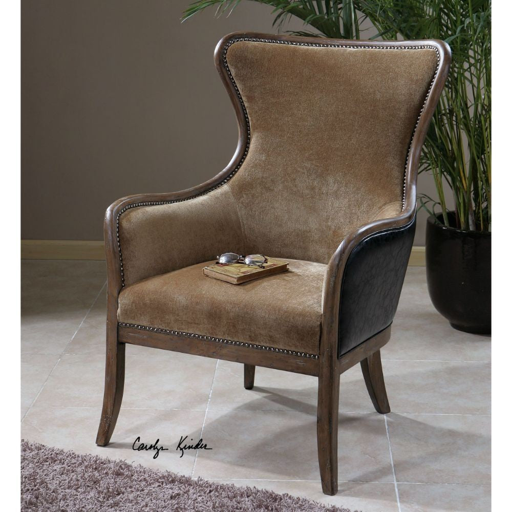 Uttermost Snowden Tan Wing Chair By Casagear Home UT-23158