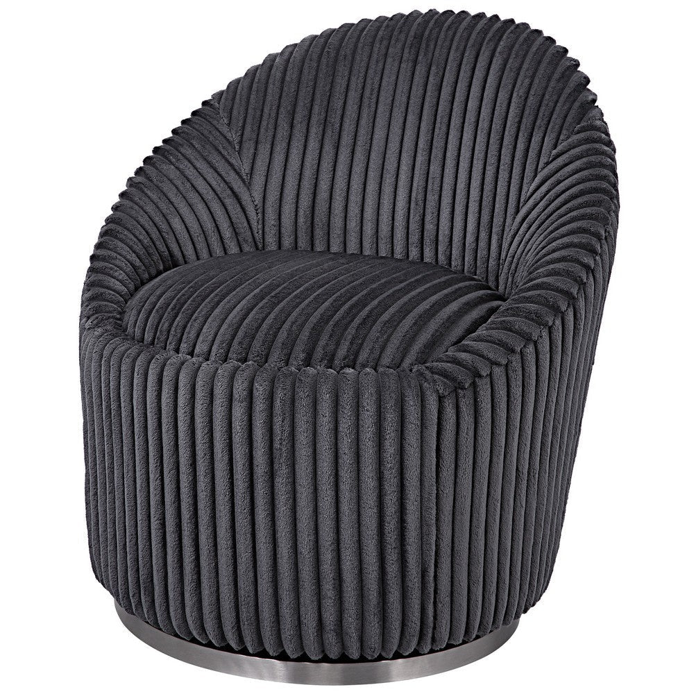 Uttermost Crue Gray Fabric Swivel Chair By Casagear Home