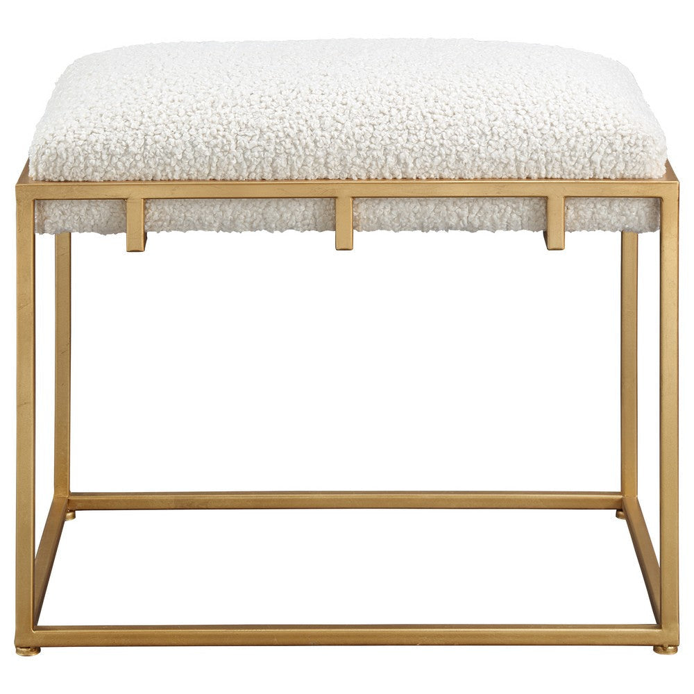 Uttermost Paradox Small Gold & White Shearling Bench By Casagear Home