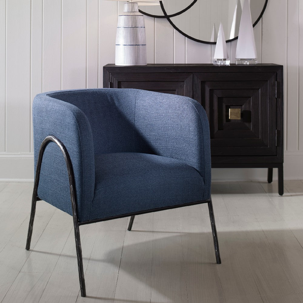 Uttermost Jacobsen Denim Barrel Chair By Casagear Home