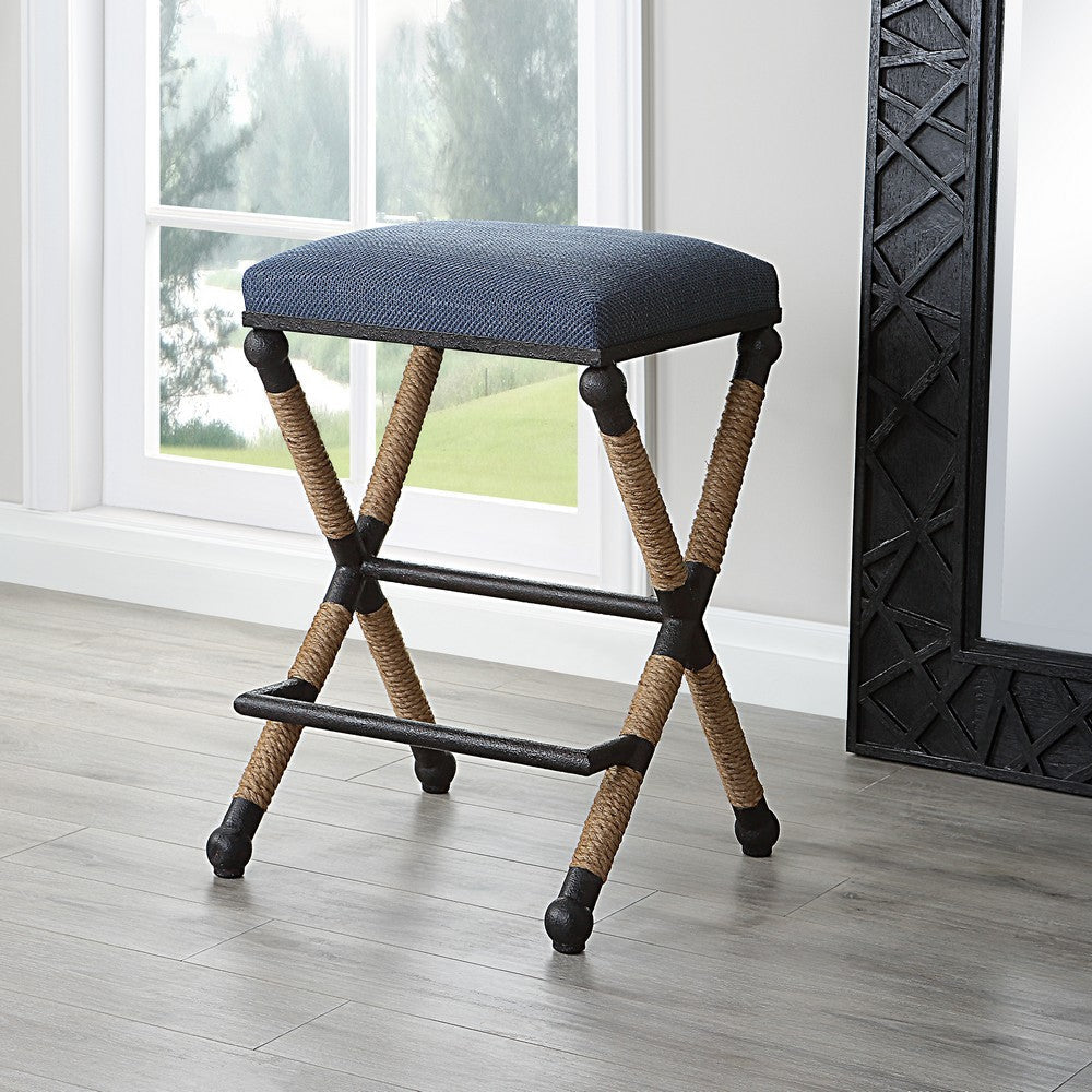 Uttermost Firth Rustic Navy Counter Stool By Casagear Home UT-23710