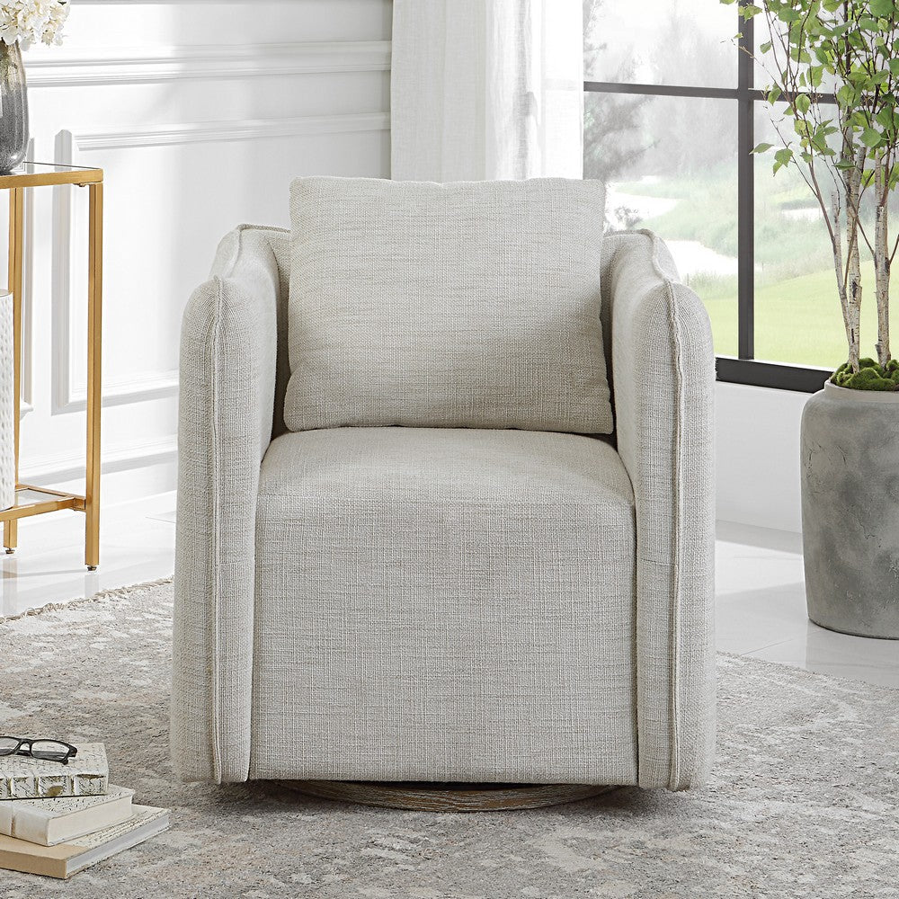 Uttermost Corben White Swivel Armchair By Casagear Home UT-23729