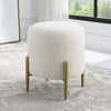 Uttermost Arles White Shearling Brass Ottoman By Casagear Home UT-23821