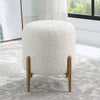 Uttermost Arles White Shearling Brass Ottoman By Casagear Home UT-23821