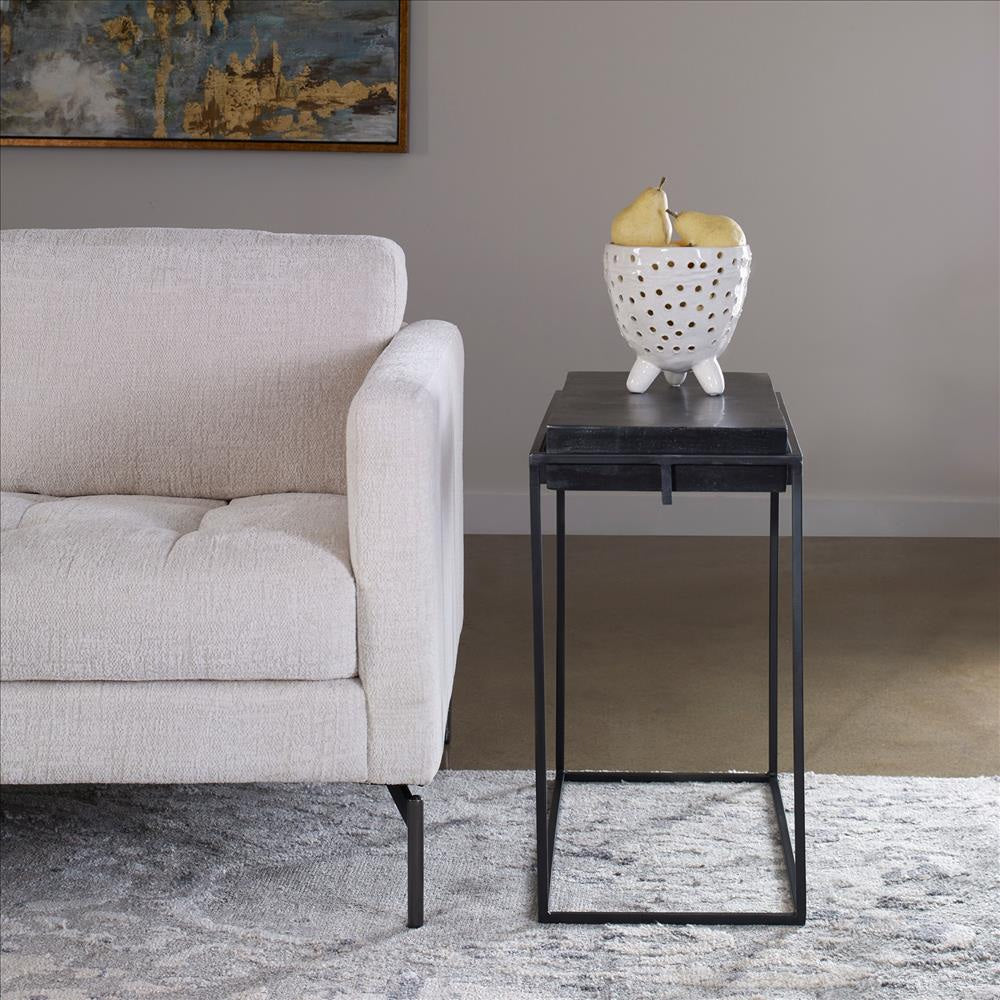 Uttermost Telone Modern Black Side Table By Casagear Home UT-25106