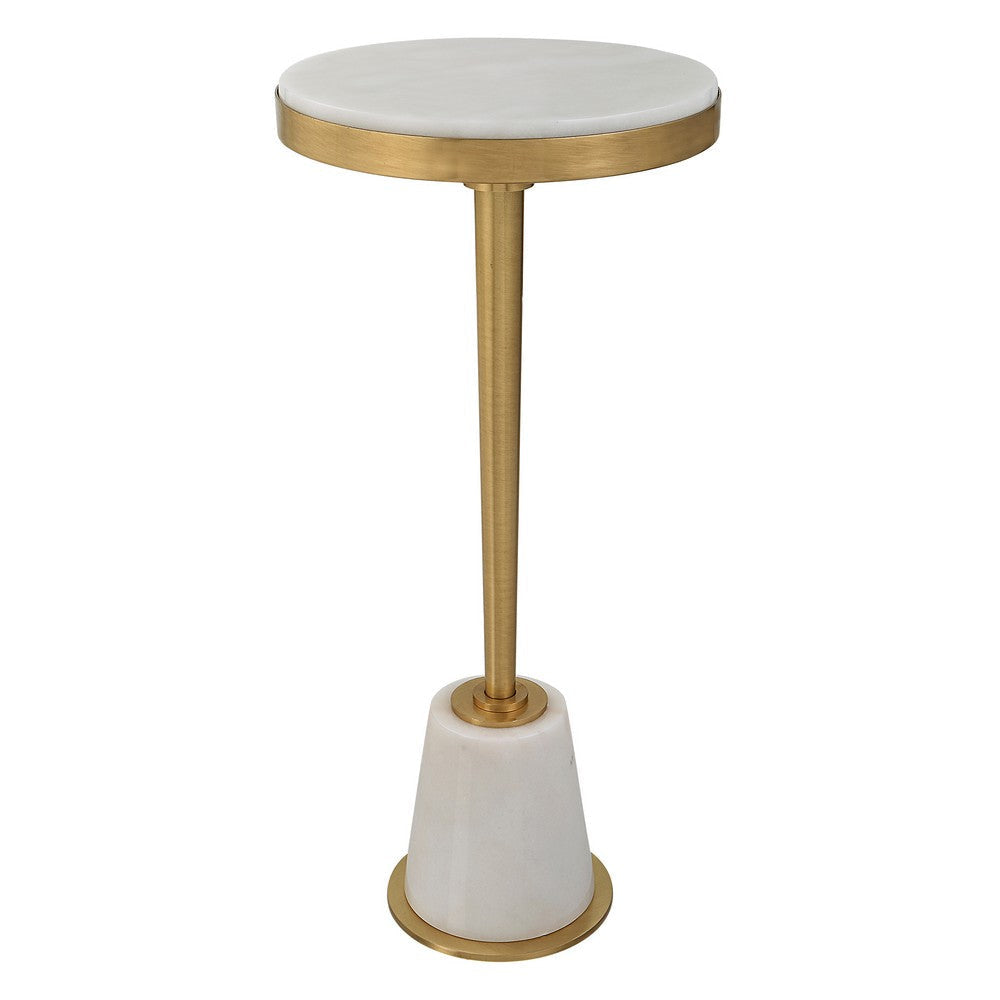 Uttermost Edifice White Marble Drink Table By Casagear Home UT-25177