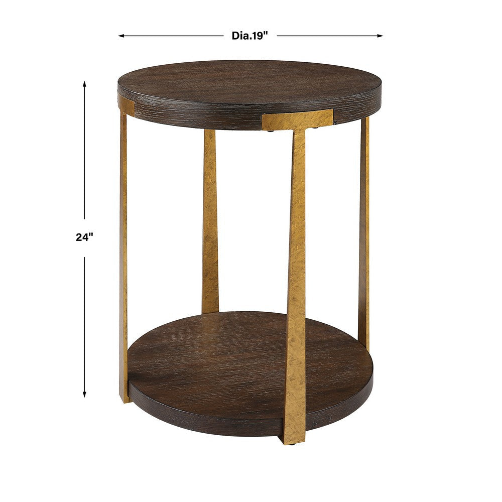 Uttermost Palisade Round Wood Side Table By Casagear Home UT-25554