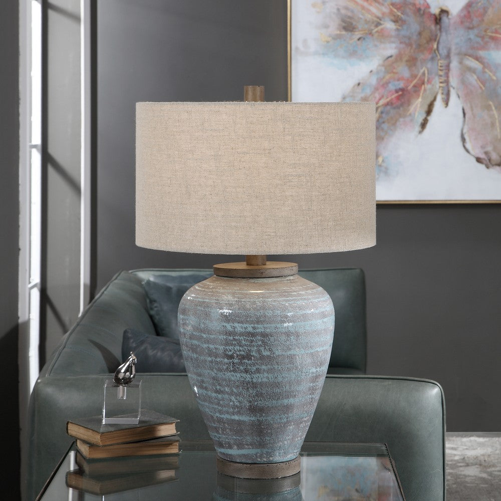 Uttermost Pelia Light Aqua Table Lamp By Casagear Home UT-26228-1