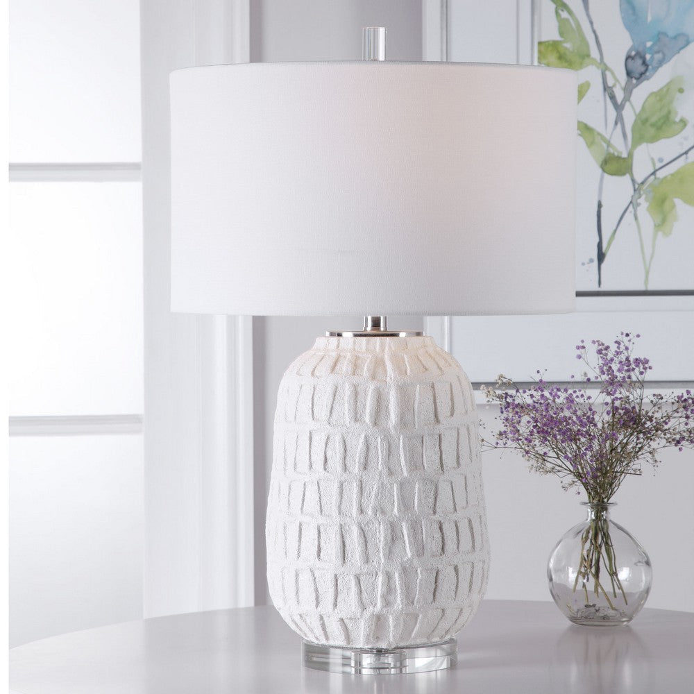 Uttermost Caelina Textured White Table Lamp By Casagear Home UT-28283-1