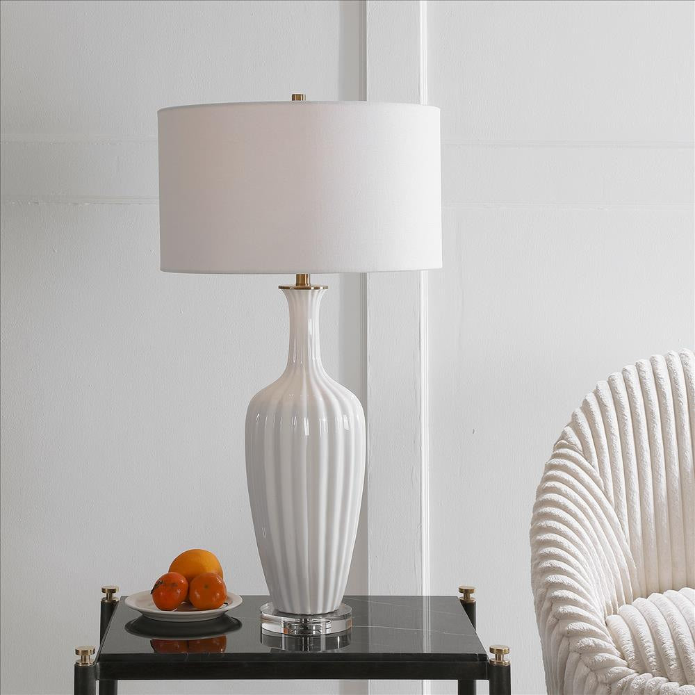 Uttermost Strauss White Ceramic Table Lamp By Casagear Home UT-28374-1