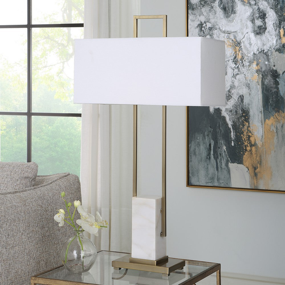 Uttermost Column White Marble Table Lamp By Casagear Home UT-30160