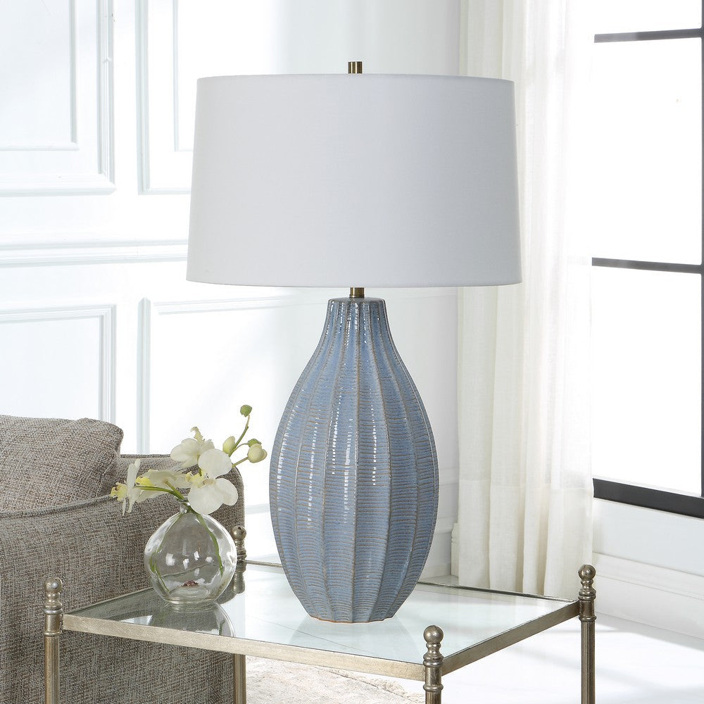 Uttermost Veston Blue Glaze Table Lamp By Casagear Home UT-30161-1