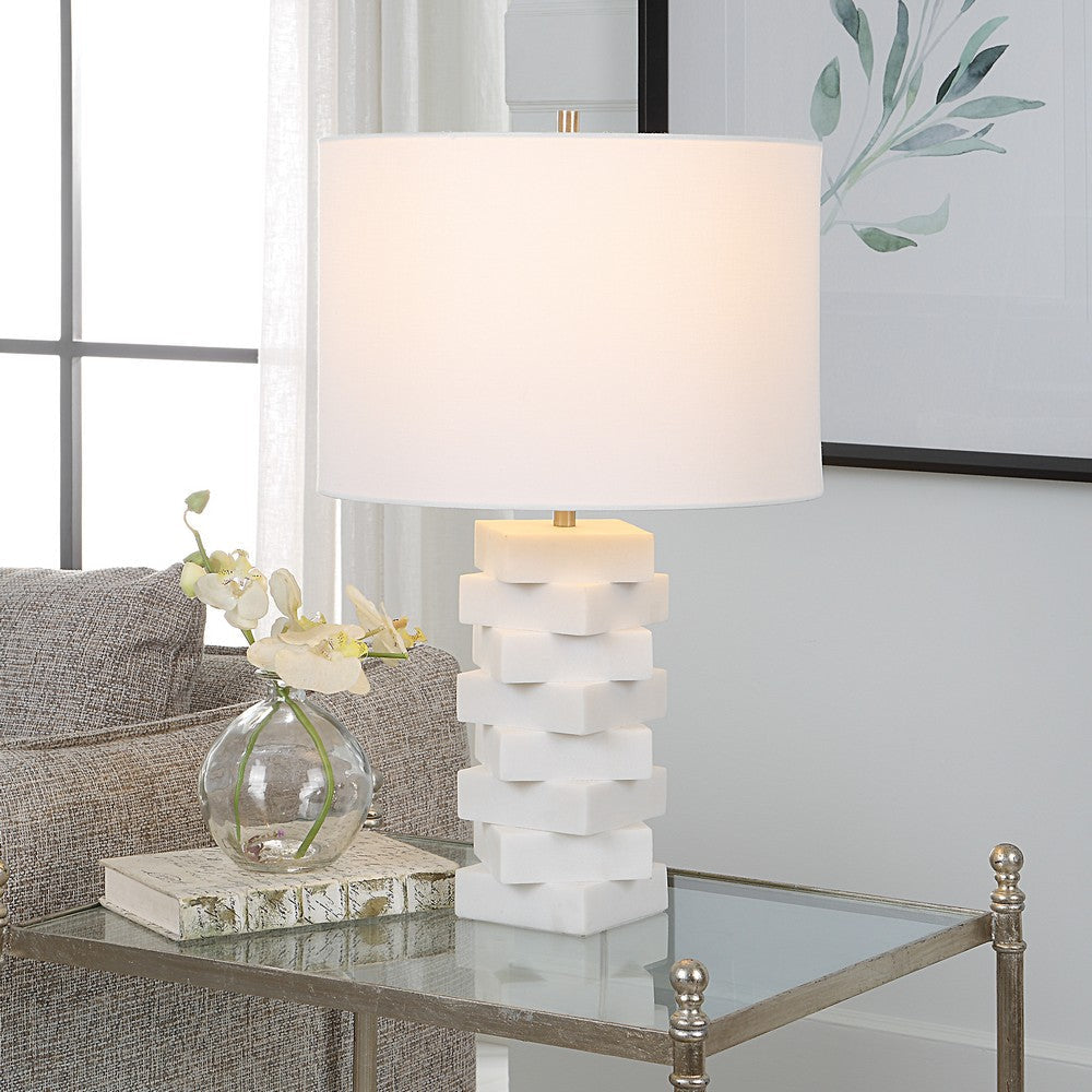 Uttermost Ascent White Geometric Table Lamp By Casagear Home UT-30164-1