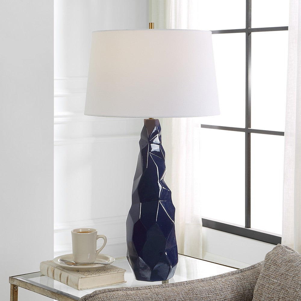 Uttermost Kavos Geometric Blue Table Lamp By Casagear Home UT-30173