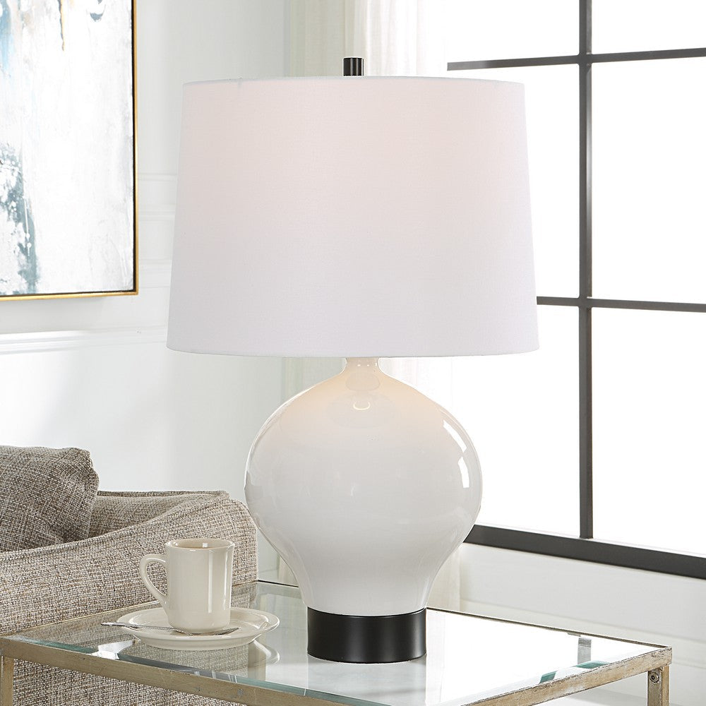 Uttermost Collar Gloss White Table Lamp By Casagear Home UT-30182-1