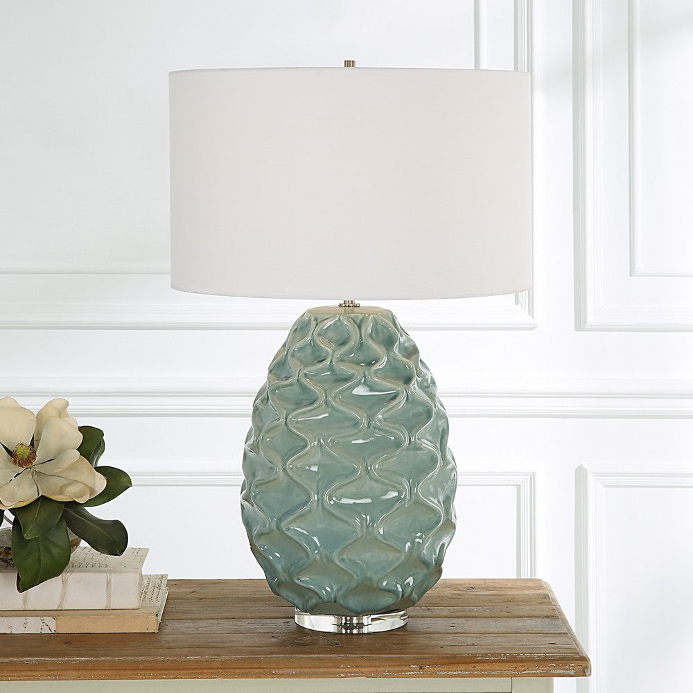 Uttermost Laced Up Sea Foam Glass Table Lamp By Casagear Home UT-30193