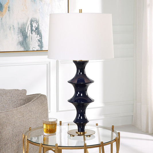 Uttermost Coil Sculpted Blue Table Lamp By Casagear Home