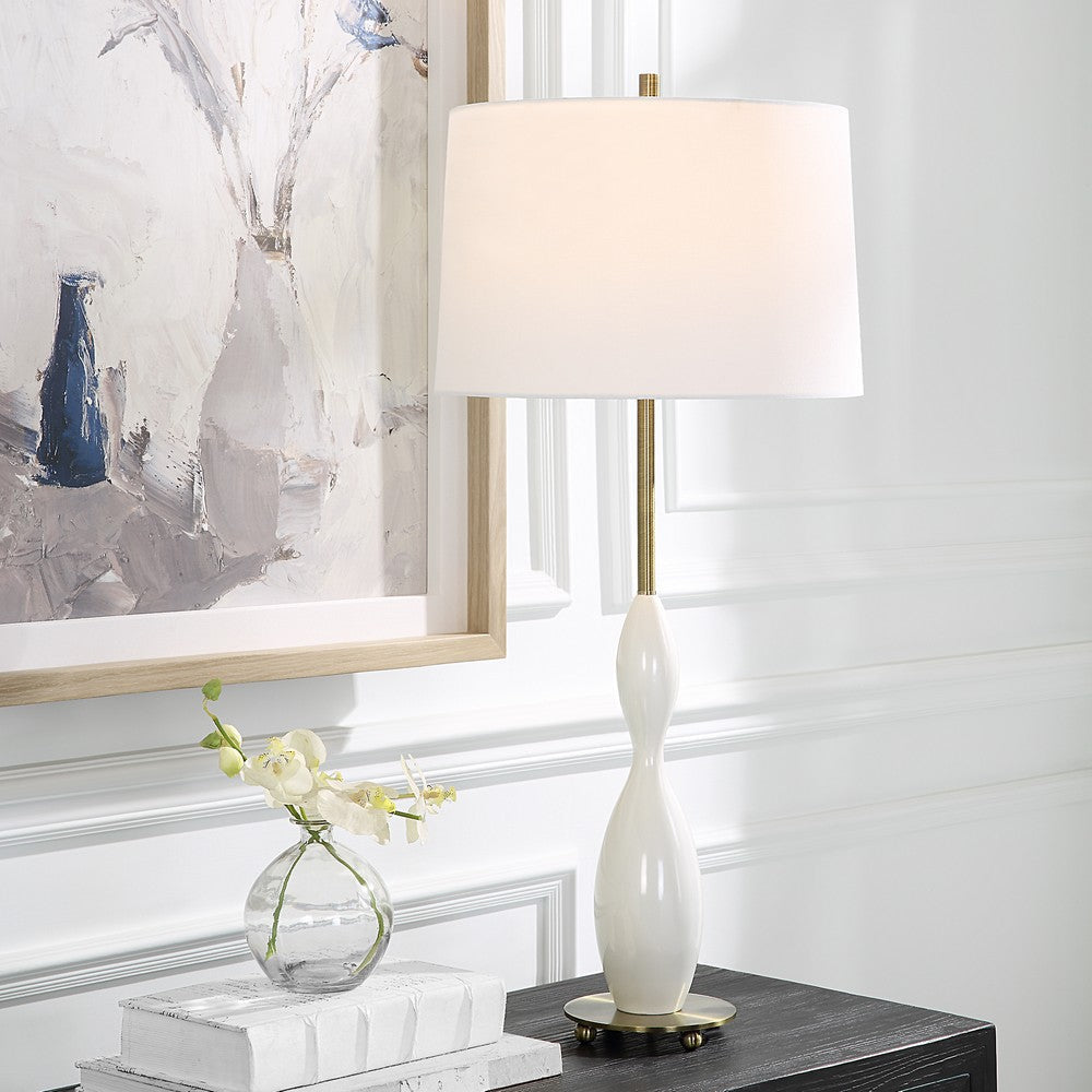 Uttermost Annora Glossy White Table Lamp By Casagear Home UT-30235