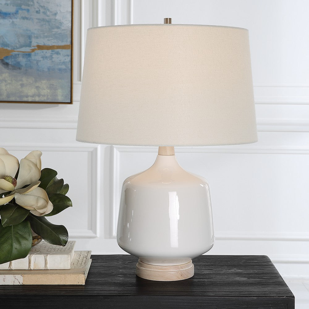 Uttermost Opal Gloss White Table Lamp By Casagear Home UT-30250-1