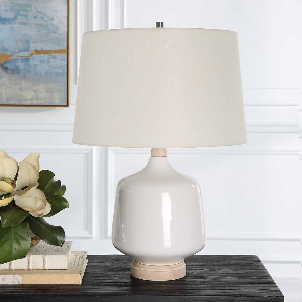 Uttermost Opal Gloss White Table Lamp By Casagear Home UT-30250-1