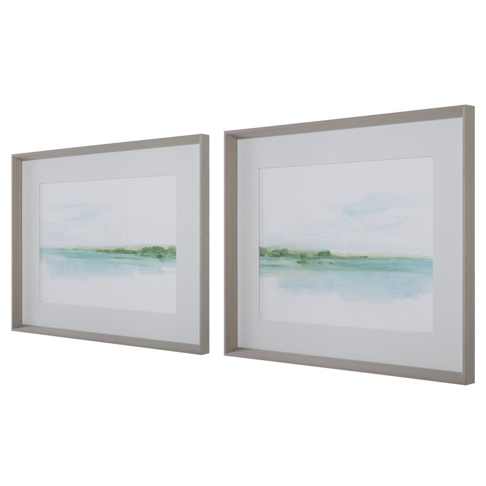 Uttermost Green Ribbon Coast Framed Prints Set/2 By Casagear Home UT-32269