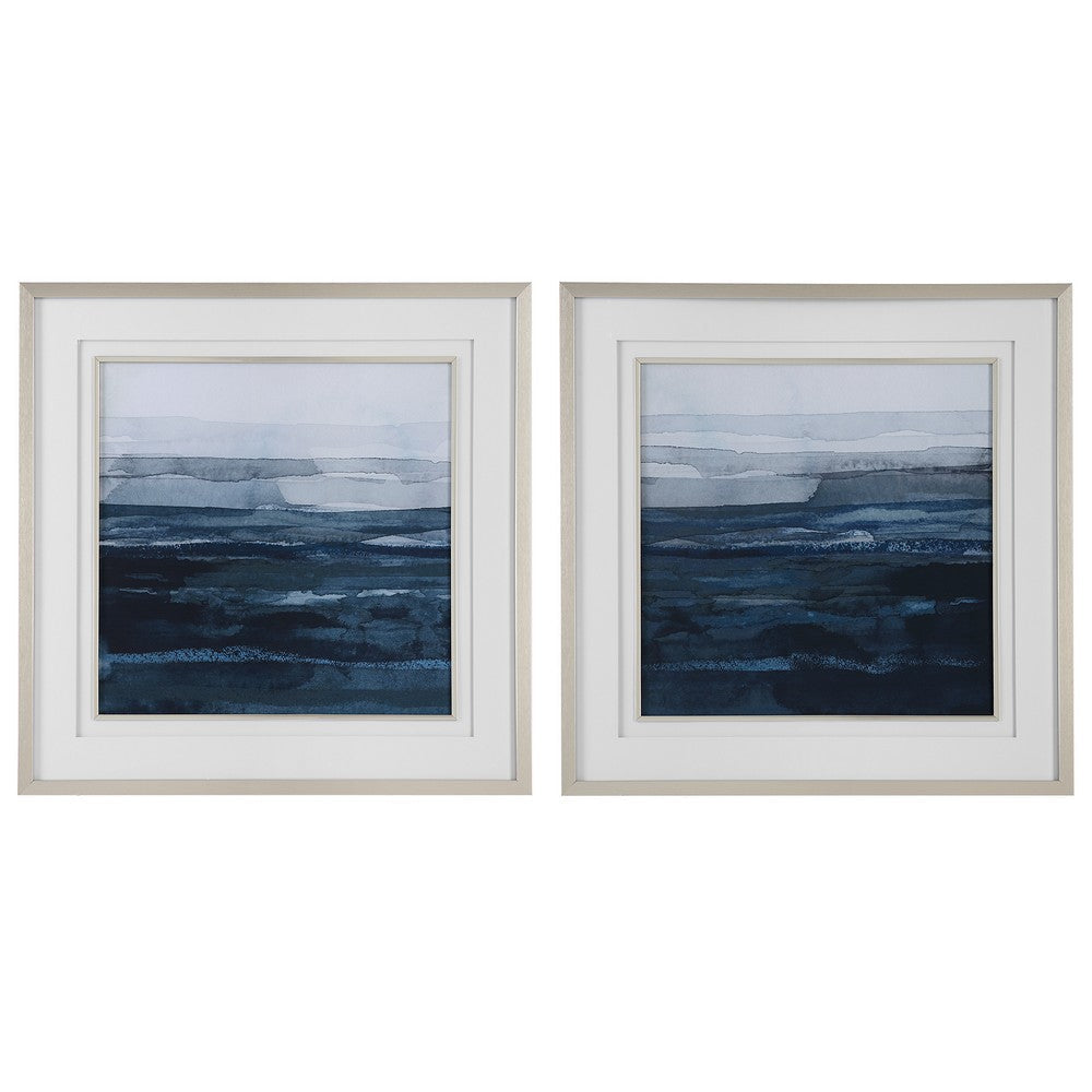 Uttermost Rising Blue Abstract Framed Prints, Set/2 By Casagear Home