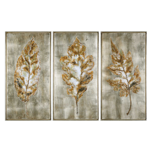 Uttermost Champagne Leaves Modern Art S/3 By Casagear Home