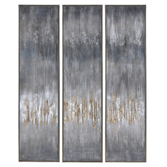 Uttermost Gray Showers Hand Painted Canvases, Set/3 By Casagear Home