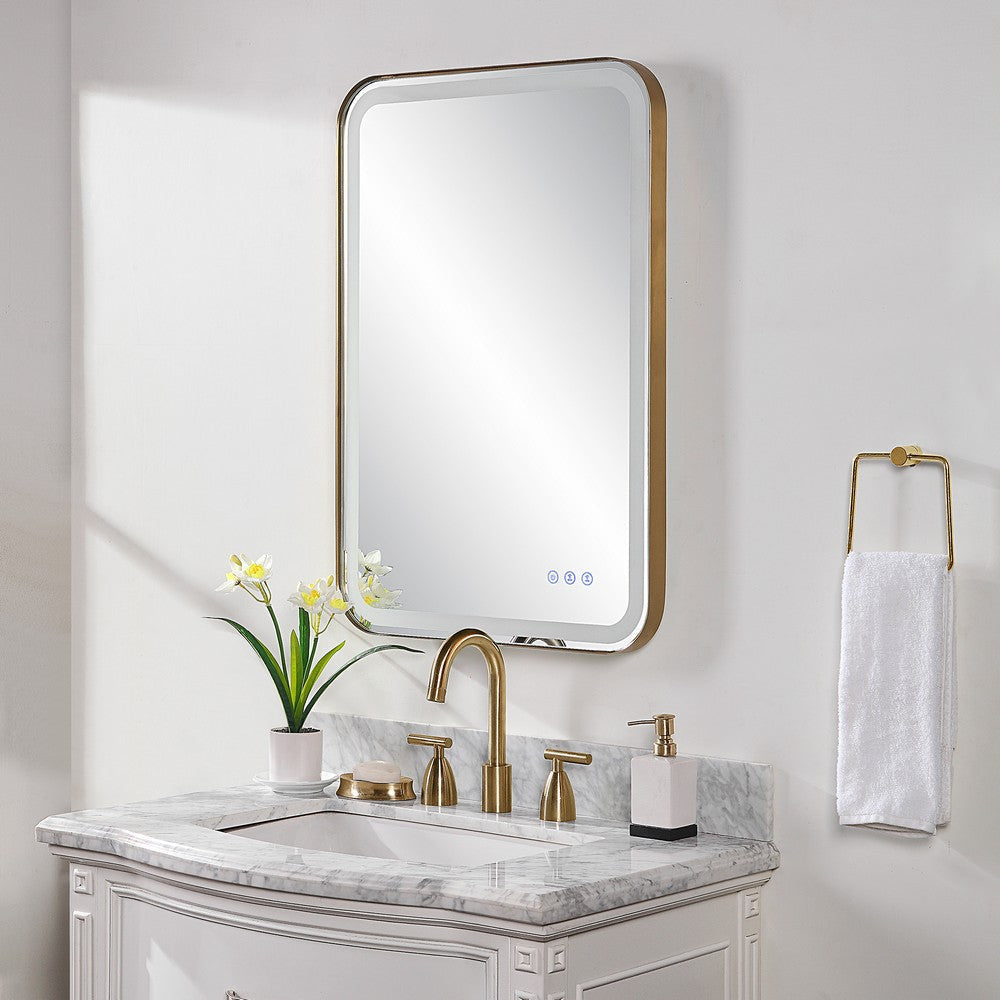 Uttermost Crofton Lighted Brass Vanity Mirror By Casagear Home UT-9862