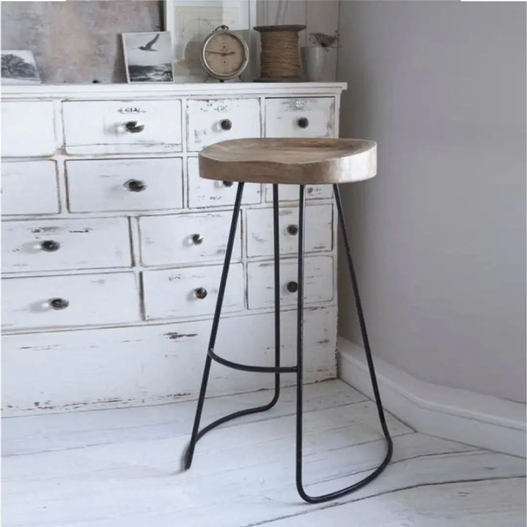 24 inch Saddle Seat Bar Stool with Metal Legs