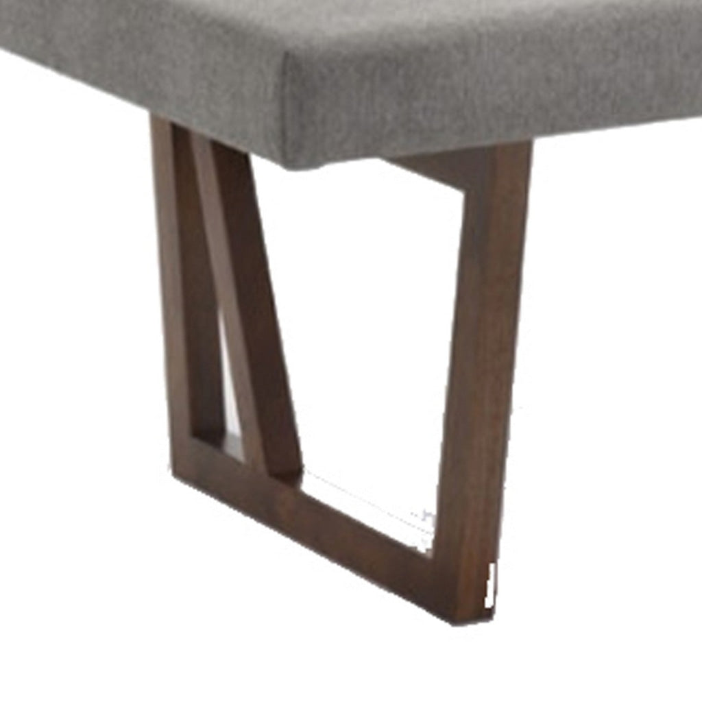 Fabric Upholstered Dining Bench with Rubber Wood Feet Gray and Walnut Brown VIG-VGMAMI-746-GRY