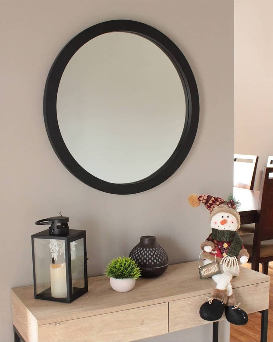 Wooden Floating Beveled Wall Mirror