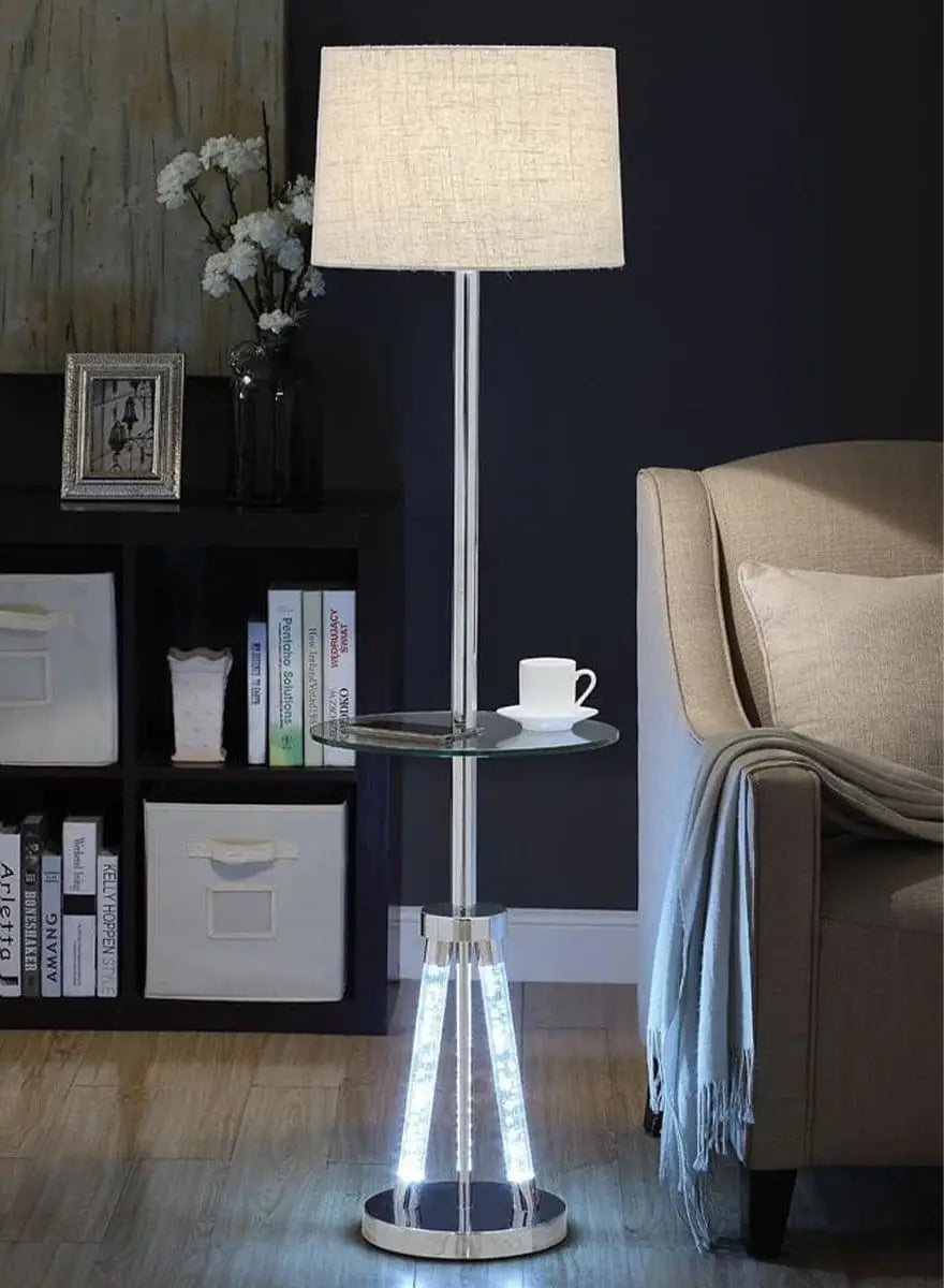 Contemporary Metal and Acrylic Floor Lamp with Glass Table