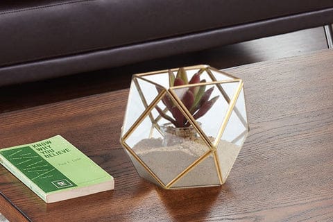 Polyhedral Brass and Glass Terrarium