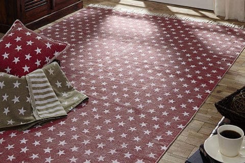 Multi Star Red Cotton Rug