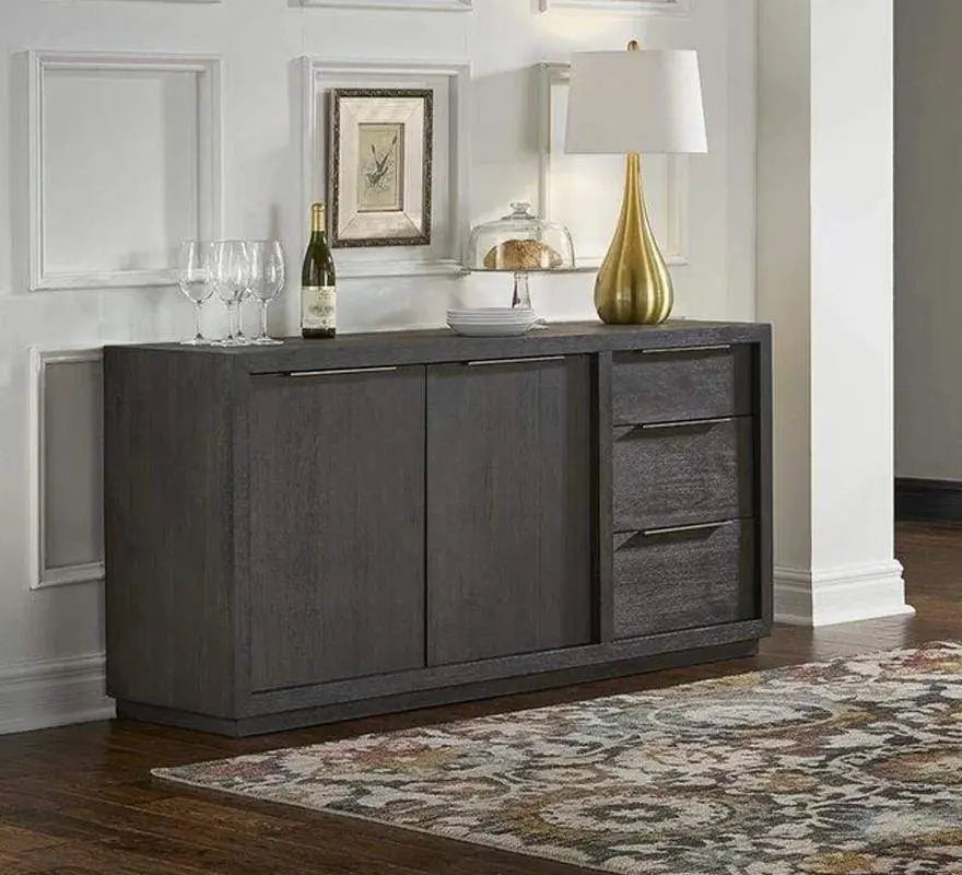 Wooden Rectangular Sideboard with Three Drawers and Double Door Cabinet