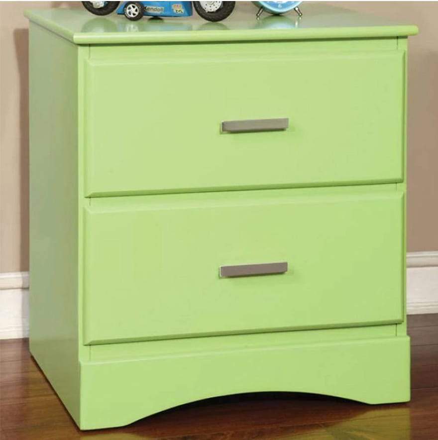 Transitional 2 Drawers Wooden Night Stand With Metal Handles