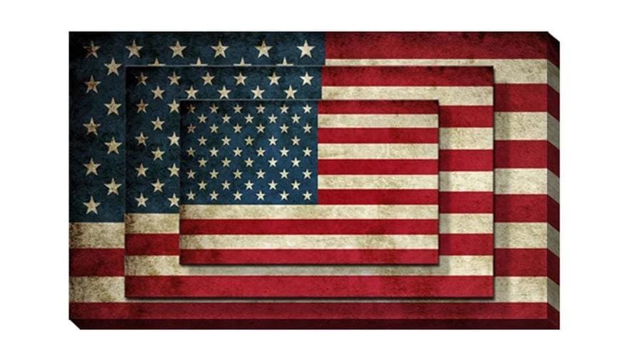 Contemporary Canvas American Flag Wall Art Print Decor