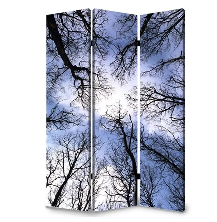 3 Panel Foldable Canvas Screen with Tree Print