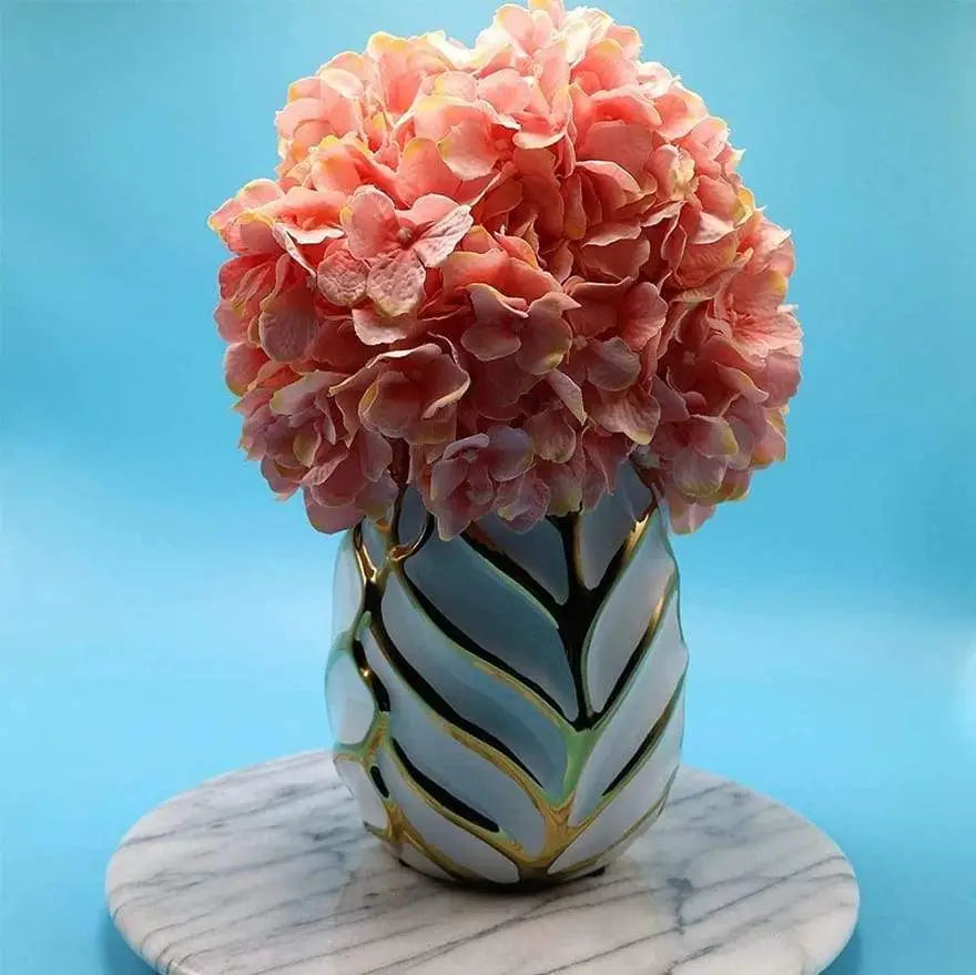 Ceramic Leaf-Like Designed Table Vase with Irregular Rim