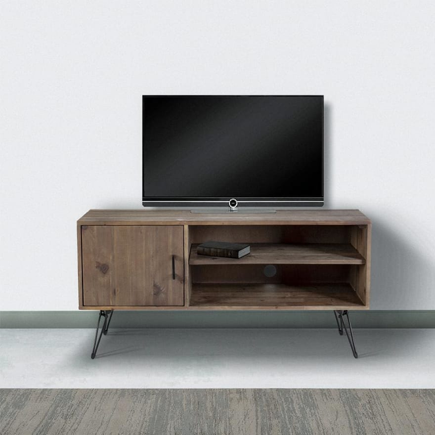 48 Inch Wooden TV Stand with 1 Door and 2 Compartments